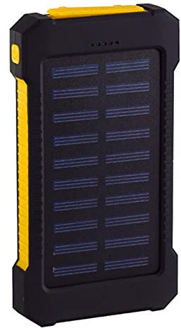 TWDYC Batterie externe solaire 30 000 mAh, étanche, 2 ports USB, chargeur externe, avec lampe de poche et boussole, convient pour smartphones, tablettes, appareils USB (jaune)