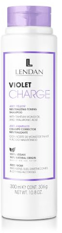 LENDAN - Champú Matizador - Violet Charge Shampoo - 300 ml - con Pigmentos Violetas - Corrige el Color - Neutraliza los Tonos Amarillos - Hidratación Profunda Cabello - Vegano