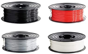 PETG Filament 3D Drucker 1,75mm / 4 x 1kg Rolle Schwarz weiss rot grau für 3D Printer oder Stift 4er Set (4Kg)