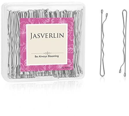 JASVERLIN Silver Bobby Pins, premium fast grepp små hårnålar klämmor tillbehör dekorativ bulk för kvinnor 5 cm 100 st