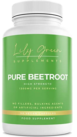 Lily Green Pure Beetroot Capsules | 1300mg Per Serving Beetroot Supplement | Nitric Oxide Boost | Rich in Vitamins & Minerals | Non-GMO, No Artificial Additives | 90 Vegan Capsules | Made in UK