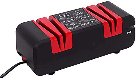 ONOTEC Afilado Profesional de Cuchillos eléctricos, afilador automático de Cuchillos, ángulo de Bisel de 15 Grados y Ranura Fina, Base Antideslizante, Primera opción del Chef (Color : Red)