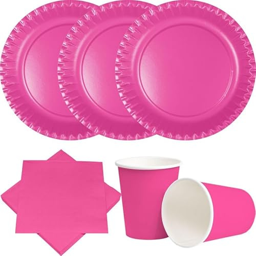 Party Deko Set pink Einweggeschirr für 20 Personen Teller, Becher, Servietten Hochzeit Geburtstag