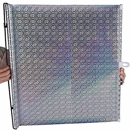 YHBZ Versenkbarer Verdunkelungsvorhang,Reflektierende Rollos mit Saugnäpfen,Frei-Perforierte Fenster Jalousien,für Haus Küche Büro,Glastüren und Fenster,Silver-W40*H125cm(15.7 * 49.2in)
