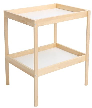Kingwudo® Solid Wood Birch Baby Changing Table with Open Shelf Space Changing Station Unit Nappy Changer Nursery Furniture