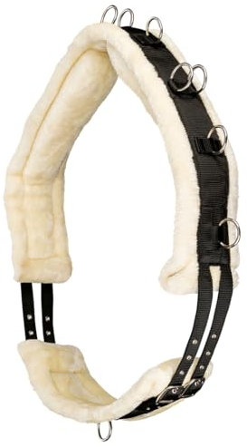 Equinate Longiergurt Cleveland mit synthetischem Lammfell und Widerristpolster Pony - 12 Ausbinderinge - Bauchumfang anpassbar