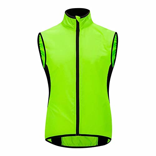 SMTSEC Fahrradweste Herren Damen Reflektierend Winddicht Windstopper Laufweste Wasserdicht Atmungsaktiv MTB Warnweste Fahrrad Ärmellose Weste Jacke Radweste Leicht Softshellweste Sportweste,Green-XL