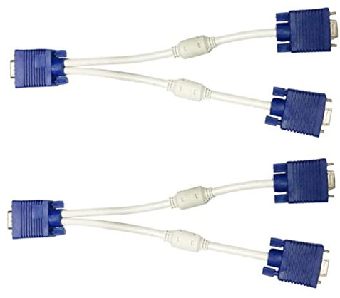 KICHOUSE 2pezzi Cavo Adattatore Vga Splitter Video Compatto Per Doppio Monitor Adattatore Vga Maschio Due Femmine Per Duplicazione Schermo e Utilizzo Con Lcd Leggero e Facile Da Trasportare