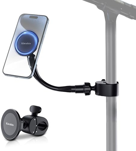 Kiorafoto Support de Microphone pour téléphone 11 avec col de Cygne Amovible et Angle de Verrouillage, Support de Microphone Flexible pour Musique