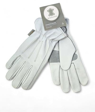 LIVLIG Gants de jardinage femme, gants de travail femme, vert sauge clair, 100% cuir de vachette haute résistance - taille S