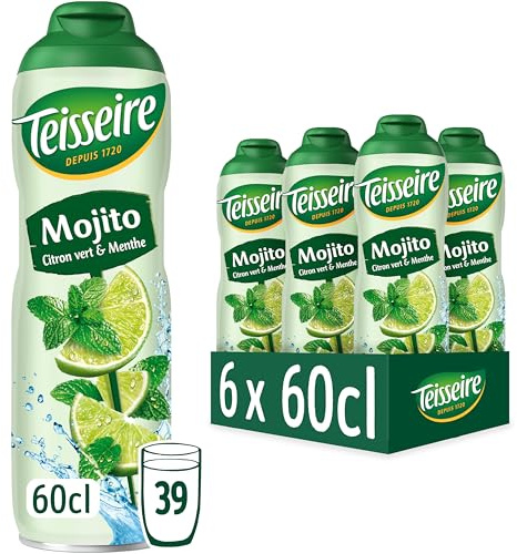 Teisseire Mojito-Sirup für Erfrischungsgetränke, Cocktails, recycelbare Kanister, 6 x 60 cl