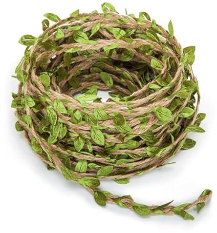 Green Leaves Jute Twine String - Natural Jute Twine Leaf Rope 5m Wedding Party Favor Home Garden Decoration