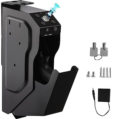 LZDOYY Gun Safe Quick Access Hand gun Firearm Safes for Pistols Drop Down Single Gun Safety for Nightstand Wall Mount Bedside Desk Vehicle Bed Personal Safe with Keypad Lock and Key Lock