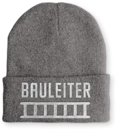 tshirtladen Beanie Bauleiter Wintermütze Mütze mit lustigem Spruch, Farbe: Grau