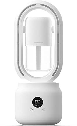 XIYANGY Bladeless Fan,3 in 1 Rechargeable Air Conditioners Cooler Portable Fan,Table Fan360° Circulation Led Display with Night Light,Air Cooler Fan, Spray Refrigeration Silent Fan for Office(White)