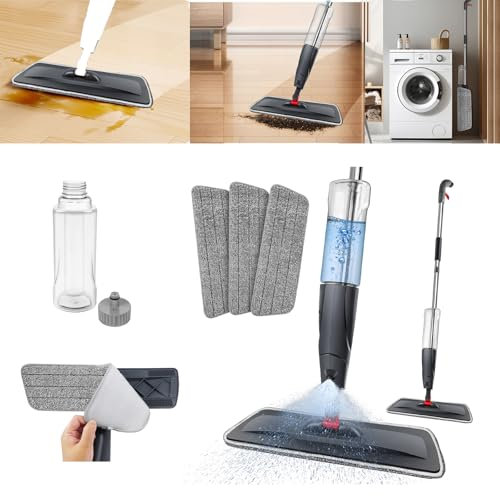 Flash Speed Mop Sprühwischer,Microfaser Flat Power Mop mit 3 austauschbaren Pads,Bodenwischer Wet&Dry Floor Cleaning Mop mit 360° drehbarem Kopf & 700 ml Tank für Laminatböden/Haushaltsreinigung