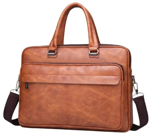 Elonglin Sac à Main Business Porte-Documents Homme Simili Cuir - Sacoche Ordinateur Portable - Mallette Serviette Affaires Professionnel Bandoulière Porté Epaule