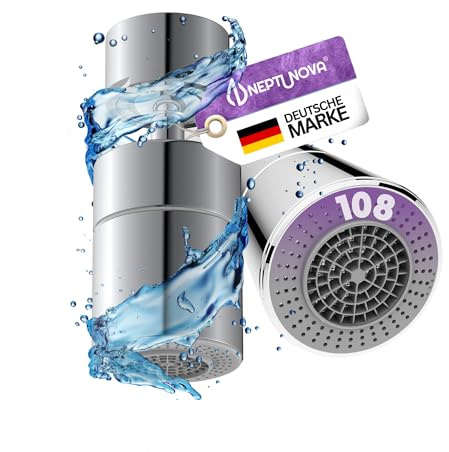 NEPTUNOVA® Wasserhahn Aufsatz 360 schwenkbar - drehbare Wasserhahn Verlängerung für Küche & Bad - universell & sparender Strahlregler aus Messing (Chrom, M22 weibliches Innengewinde)