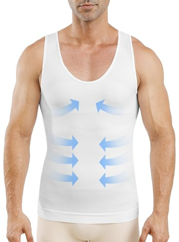 MeetHoo Men's Compression Shirt Slimming Sleeveless Shapewear Men Vest Seamless Undershirt Body Shaper Tank Top Workout Sport