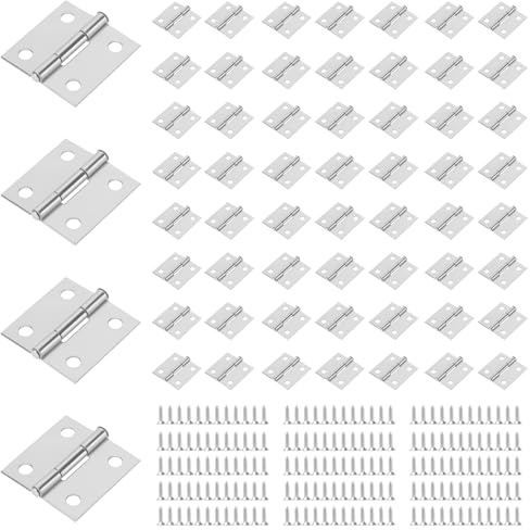 SENJEOK 60 PCS 25mm Mini Butt Hinges, 1 Inch Small Stainless Steel Door Hinges with Screws for Home Door, Window, Storage Box Repair, Silver