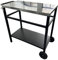 LEADZM Grillwagen - Grilltisch Outdoor, 95 x 45 x 83 cm, Schreibtisch aus Edelstahl Silber, Mit Rädern, mobil, Servierwagen für Gärten Schwarz