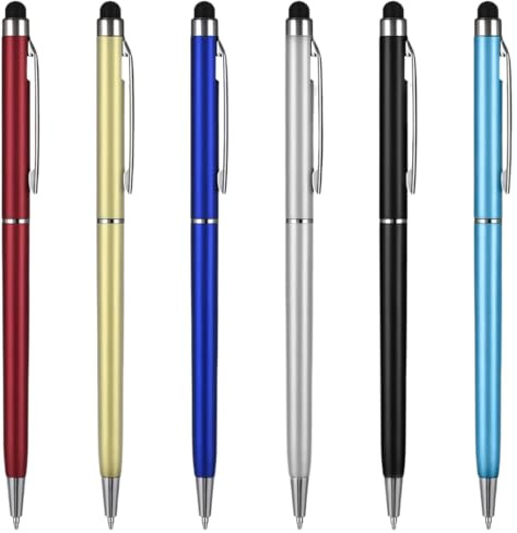 JEYORZY 6 Pièces Stylet Stylo, Stylet Tablette 2 en 1, Stylete Tablette Universels Capacitifs pour Écran Tactil pour Tous Téléphone Tablet avec Écran Tactile Capacitif, Stylete Tactile très Sensible