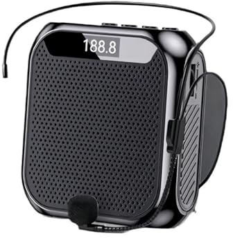 Amplificador de Voz, Amplificador de voz inalámbrico Bluetooth UHF portátil for enseñanza conferencia tarjeta TF pantalla Digital(Nero)
