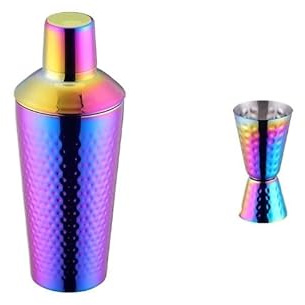 Coctelera,Cocktail Kit 1-2 Coctelera De Acero Inoxidable Con Vaso Medidor For Bebidas, Fiestas Y Bares(Colorful)