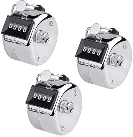 Harts Manual Tally Counter, 4-Digit Mechanical Counter, golf cricket doorman party,Stainless Steel with Reset Knob, Pack of 3