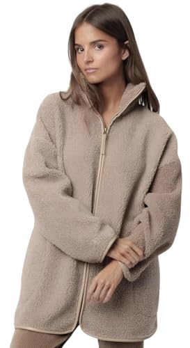 ADMAS vestaglia donna invernale in pile shearling art. 67323 – con cerniera e tasche – colore chocolate – calda e morbida – idea regalo (IT, Testo, XXL, Regular, Regular, Chocolate)