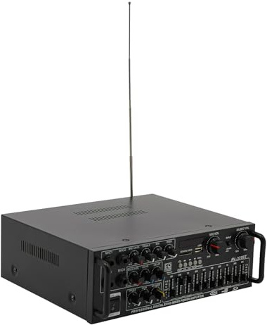 Amplificatore audio 400 W (2 x 200 W), amplificatore Bluetooth con 4 ingressi microfono, impianto karaoke e ricevitore, 2 canali, per casa auto, 12 V, 220 V