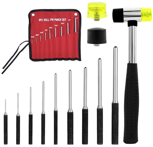 9 Pezzi Cacciaspine Set in Acciaio Temprato 1.5mm - 8mm | 1/16-5/16 Pollici, Set di Punzoni Pin Punch Tool Kit Adatto per Armaiolo Automobilistico Orologeria Gioielleria Artigianato