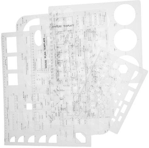 Mikikit 6 Stück Geometrische Zeichenschablonen aus Transparentem Pp Kunststoff Präzise Messvorlagen mit Kreis, Oval, Vierecks und Dreiecksformen für Architektur Schule und Büro