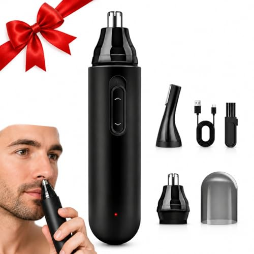 Tondeuse Nez Oreilles Homme Professionnelle Tondeuse Poil de Nez Rechargeable USB avec Lames Double Tranchant, Rasoir Nez Indolore et Étanche pour Visage Sourcils, Nettoyage Facile Fête des pères