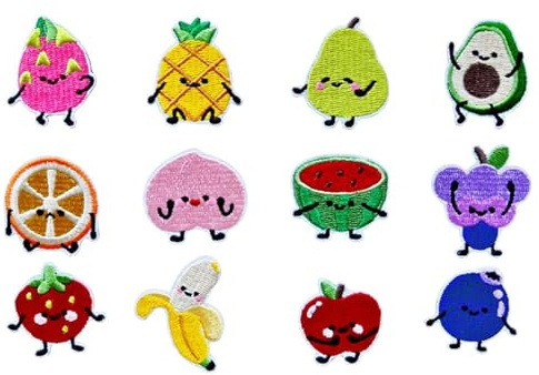 Tapufitil 12 Pezzi di Patch fruttati Iron-on, Dolci Immagini di Frutta per Tessuti, Patch per Bambini da Stirare su Abbigliamento e Borse