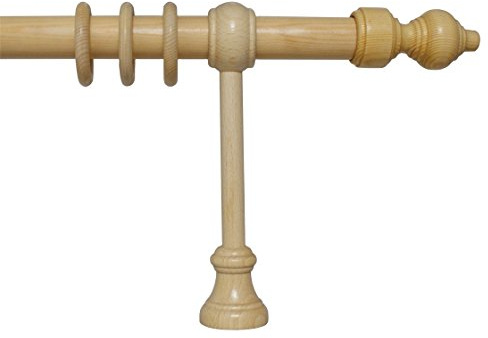 iso-design Holz Vorhangstange Filigrano mit 28 mm Durchmesser in Kiefer, viele Größen, 140 cm
