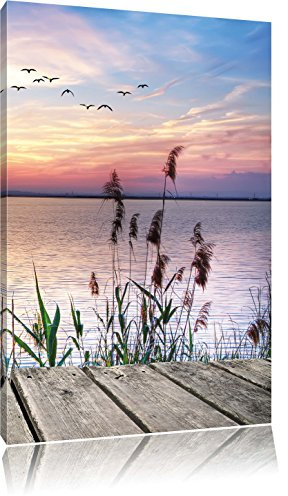 Pixxprint Steg mit Ausblick aufs Meer, Größe: 60x40cm, Leinwandbild, fertig gespannt, Wandbild, Dekoration, Kunstdruck, kein Poster