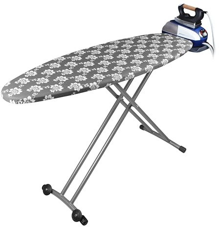 Orbegozo TP 6500 - Tabla de planchar plegable, altura regulable hasta 93 cm, funda 100% algodón, toma de corriente eléctrica, soporte para centros de planchado, Negro
