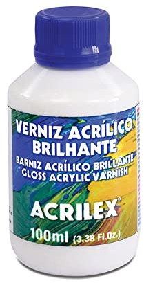 BARNIZ BRILLANTE 100ML Acrilex Acrílico Poliuretano (PU) Barniz para superficies y objetos de interiores, ideal para madera, metal, plástico