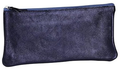 Clairefontaine 8707C pennfodral (med pärlemoreffekt platt, 22 x 11 cm, praktiskt och robust, av läder) 1 st petrolblå