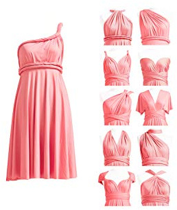 Vestidos cortos de dama de honor Infinity Vestido midi multiway convertible, Rosa Coral, M