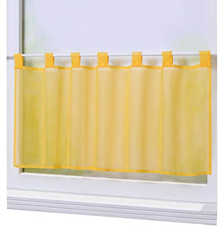 Joyswahl Scheibengardine Voile Bistrogardine Kurzstore Eva 45x90cm Gelb | Unifarbige Gardine Stores,Transparent,1er Pack,Küchengardinen modern,Kurzgardine,Fenstergardinen Küchenfenster