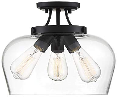 Savoy House 6-4035-3-BK Octave Bohemian Clear Glass Semi-Flush, 3-Light 180 Total Watts, 11 H x 13 W, Black