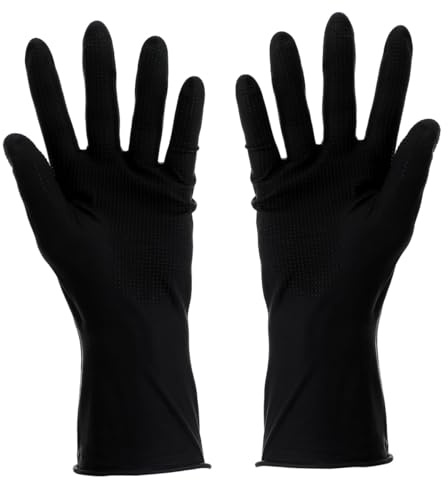 Lurrose 10 Stücke Friseursalon Wiederverwendbare Handschuhe Labor Latex Handschuhe Haarfarbe Farbstoff Handschuhe Mittlerer Größe (Schwarz)