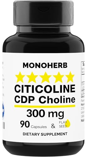 MONOHERB Citicoline CDP Choline 300 mg per Capsule - 90 Vegetarian Capsules