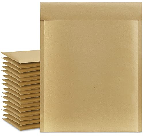 UCGOU Natural Kraft Bubble Mailers 8.5x12 Inch 25 Pack Usable Size 8.5x11 Brown Padded Envelope #2 Mailing Package Self Sealing Tear Resistant Boutique Bulk Shipping Bag for Jewelry Makeup Supplies