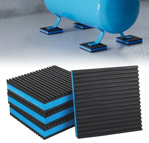 BJADE'S Rubber Anti-Vibration Isolator Pads,4 x 4 x 7/8 with EVA Center,Heavy Duty Vibration Isolation Pads for HVAC,Air Compressor,Air Conditioner,Washer and Dryer,Treadmill