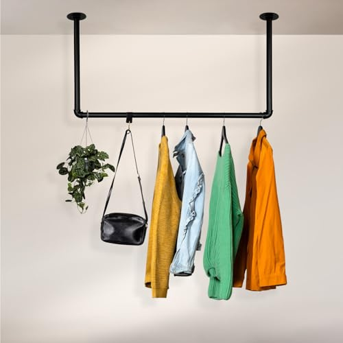 RSR Hangers® Klädstång garderob industriell design för tak | bredd 50 cm x höjd 50 cm | takgarderob | garderobsstång | Omklädningsrum | sovrum | hall | gångbar garderob