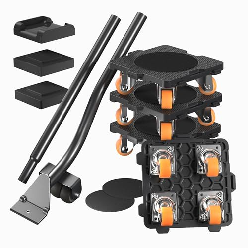 ONEON Furniture Mover with Wheels & Aux. Lifter-Connect Bearing Wheel Dolly | 360° Rotation Wheels Furniture Dolly for Moving Sliding Heavy Furniture, Appliances, 660 LB Max Load Capacity
