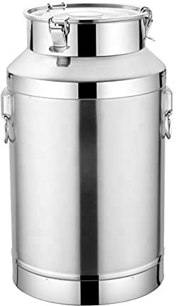 Stainless Steel Dairy Milk Can Water jug Milk Pot Wine Pail Bucket with Hanging Sealed Lid, for Oil, Ghee, Beer, Maple Syrup,88L(40X74cm)